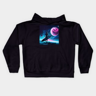 Cosmic Surfing Across the Universe Kids Hoodie